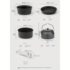 1pc Lightweight Aluminum Camping Kettle for Outdoor Hiking