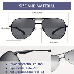 OUWEN Classic Aviator Sports Sunglasses For Men Metal Frame UV Protection