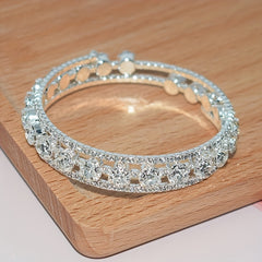 Rhinestone Inlaid Bridal Bangle Bracelet