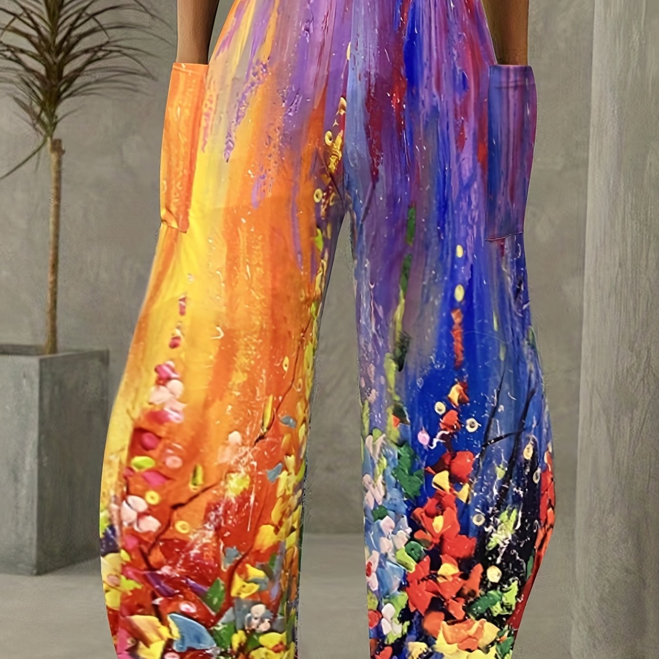  Boho Carrot Pants Women's Plus Floral Print Harem Pants