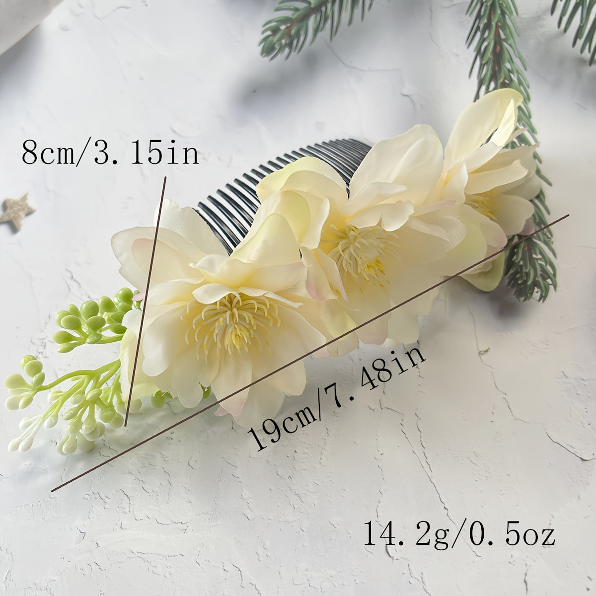 Ethnic Fabric Flower Hair Comb Bohemian Style Rose & Butterfly Headpiece
