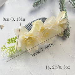 Ethnic Fabric Flower Hair Comb Bohemian Style Rose & Butterfly Headpiece