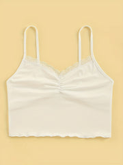 2pcs Lace Stitching Cami Tops V Neck All match Top