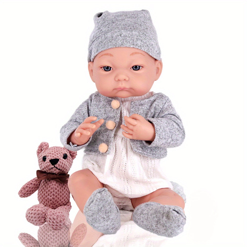 17'' Reborn Baby Doll Soft Vinyl Waterproof Girl Doll + Plush Bear