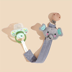 Elephant Pacifier Holder Wooden Clip Baby Teething Toy Cotton Fabric Pacifier Ho