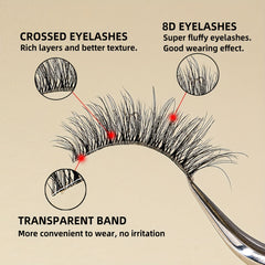 10 Pairs 8D False Eyelashes Half Eye Cat Eye Fluffy Faux Mink Soft Thick Lashes