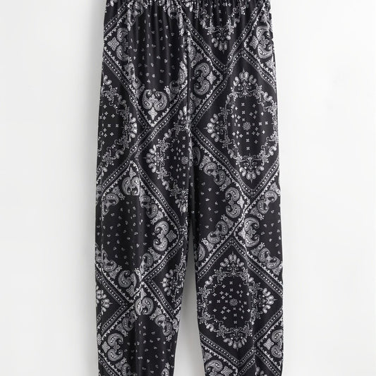 Girls Geometric Pattern Jogger Pants Elastic Waist