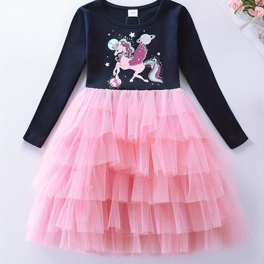 Girls Unicorn Party Princess Tutu Dress 3-8 Years