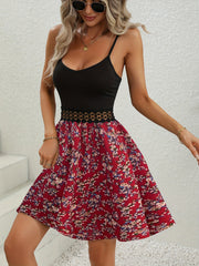 Floral Print Lace Sleeveless Dress Women's Clothing