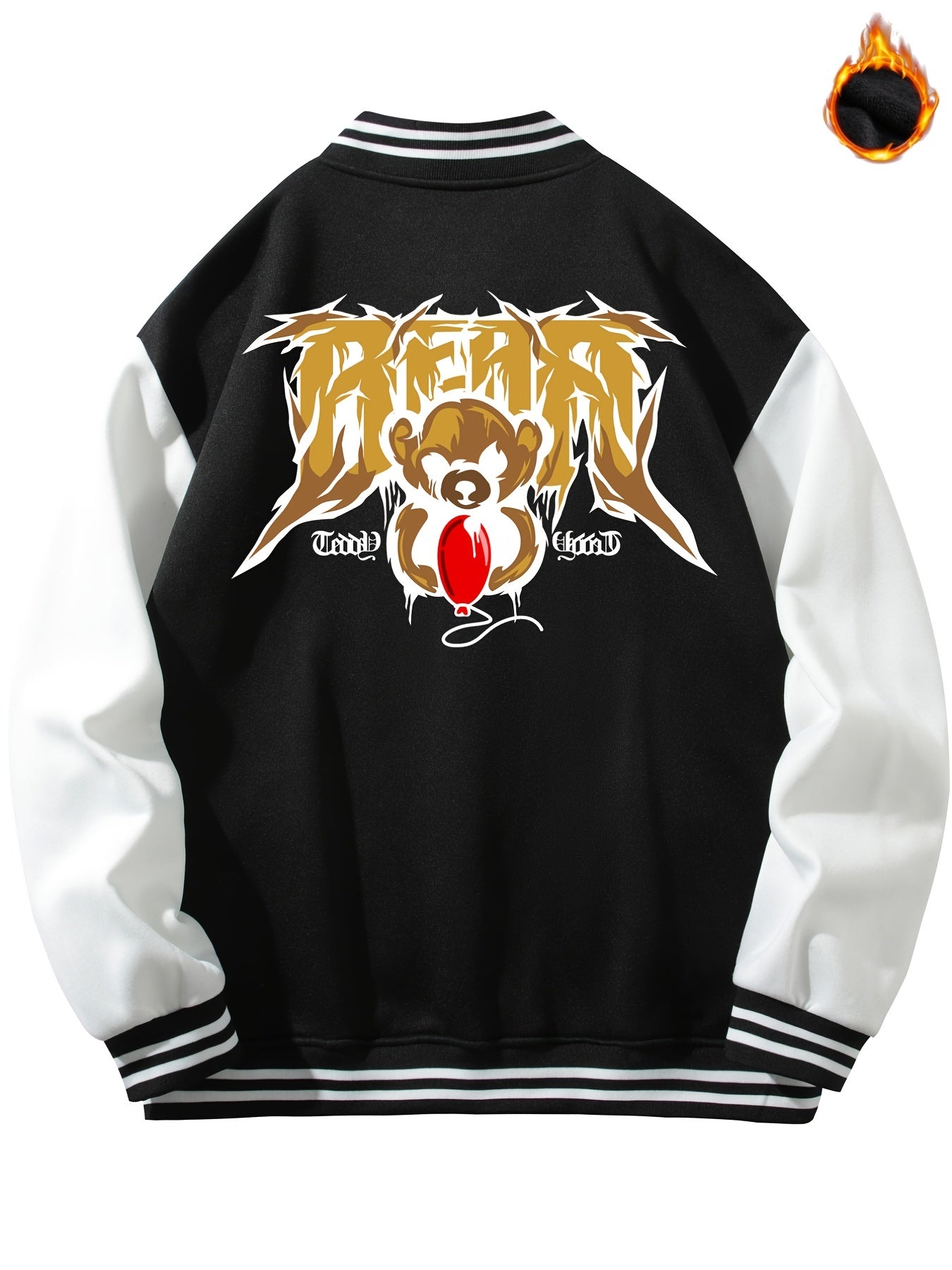 Men's Muppet Bear Print Jacket with Baseball Collar