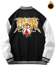 Men's Muppet Bear Print Jacket with Baseball Collar