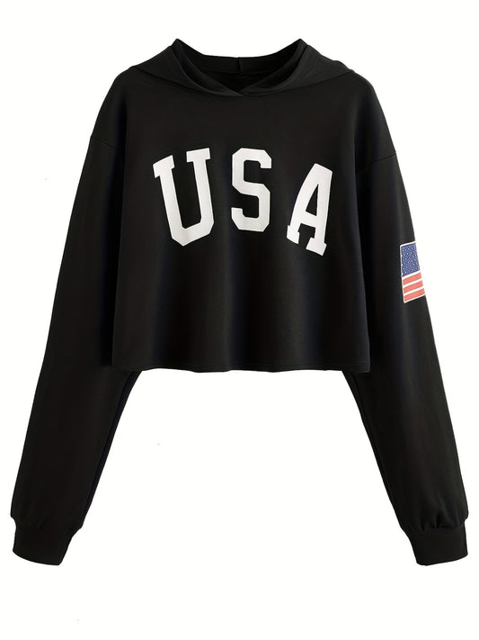 Women's American Flag Graphic Sweatshirt Long Sleeve Round Neck