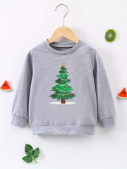 Christmas Tree Pattern Boys Sweatshirt Kids Long Sleeve Pullover