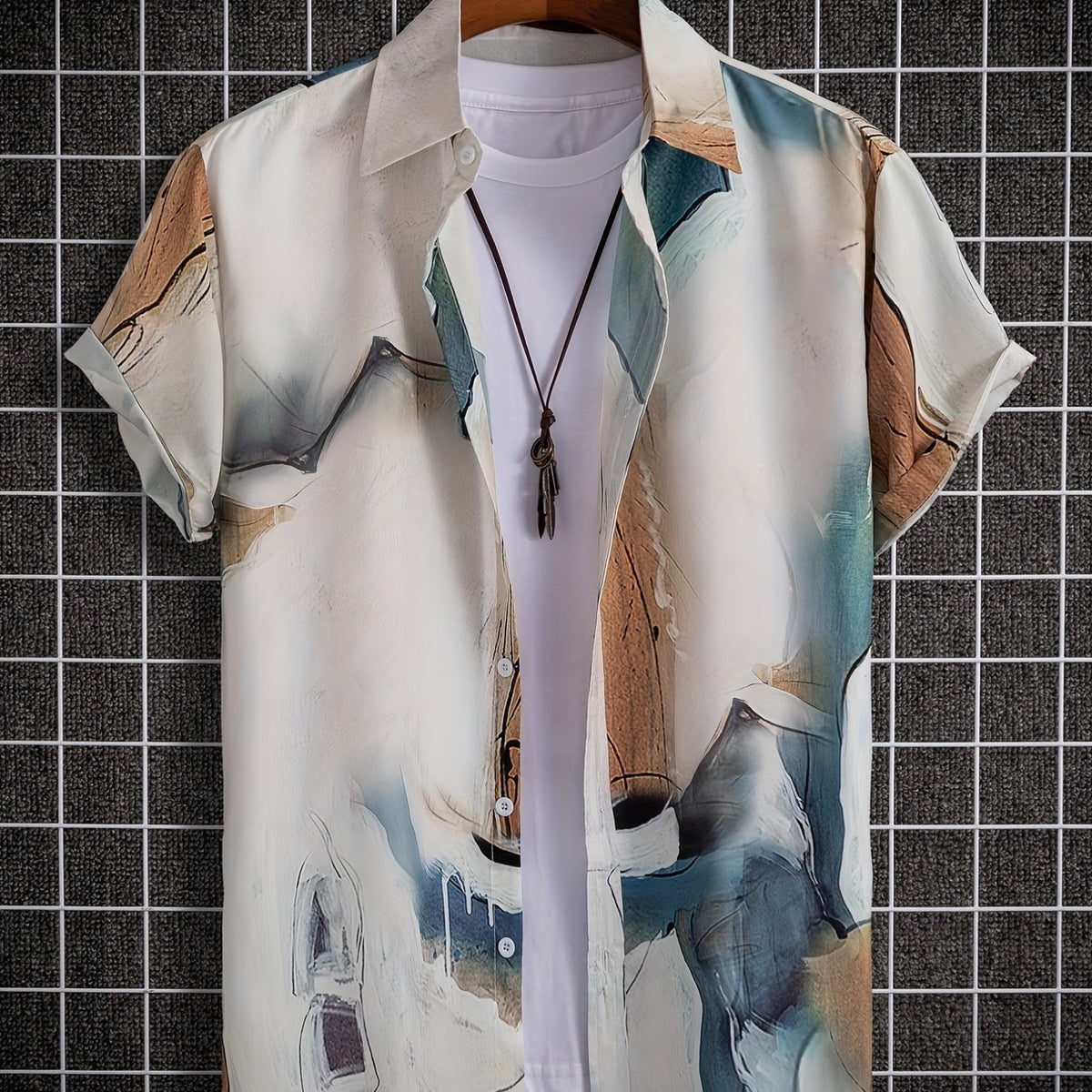 Men's Casual Short Sleeve Shirt for Summer Vacation