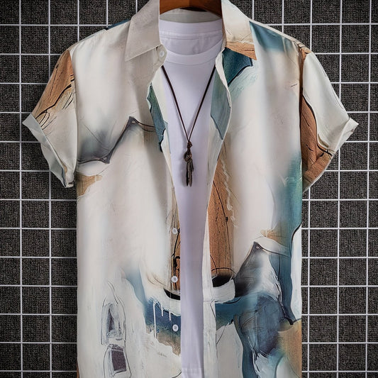 Men's Casual Short Sleeve Shirt for Summer Vacation