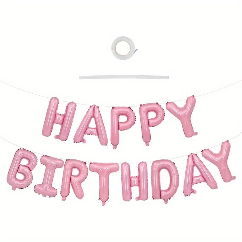 13pcs Birthday Balloon Set Golden Silvery Pink Happy Birthday Party Decoration