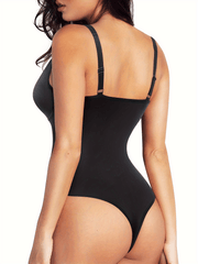 Seamless Thong Shaping Bodysuit V Neck Tummy Control Slimmer Body Shaper