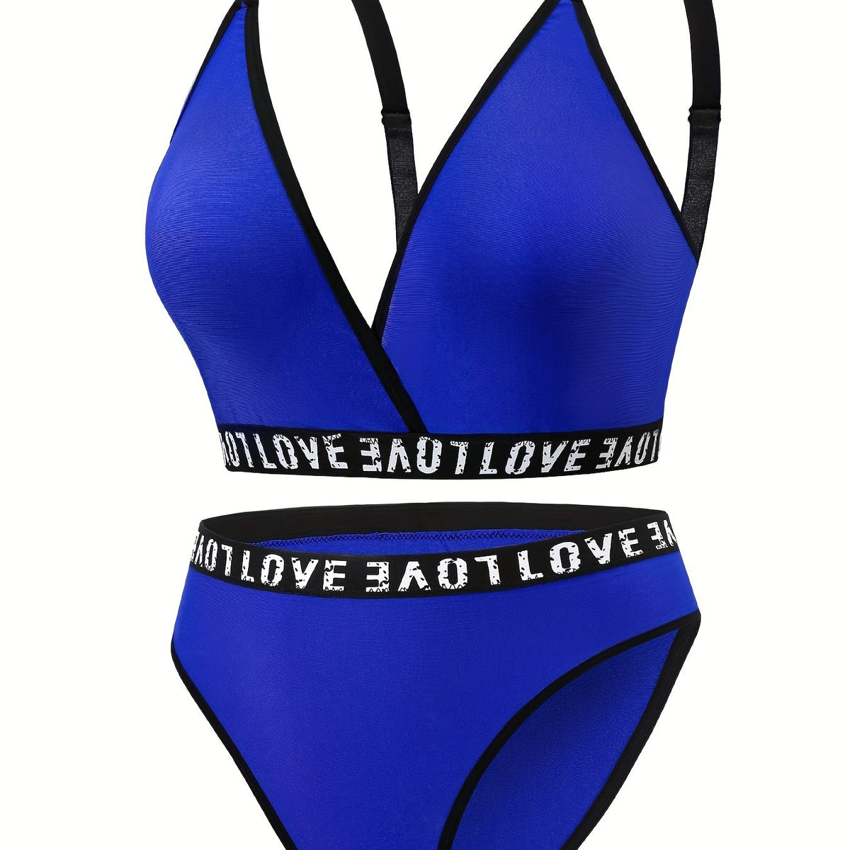 Plus Size Sexy Lingerie Set Women's Plus Letter Tape Wireless Bra & Panty
