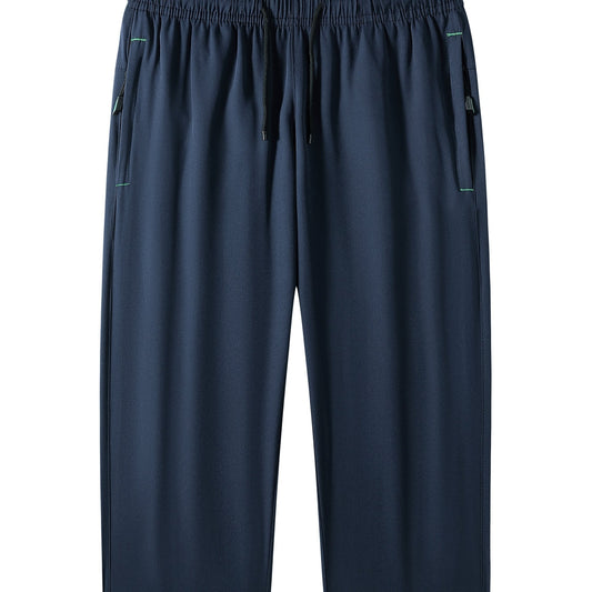 Men's Cropped Pants w/ Zipper Pocket & Elastic Waist Drawstring