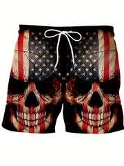 Men's American Flag Skull Graphic Shorts