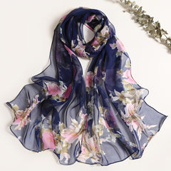 Floral Peach Blossom Print Lightweight Women's Scarf