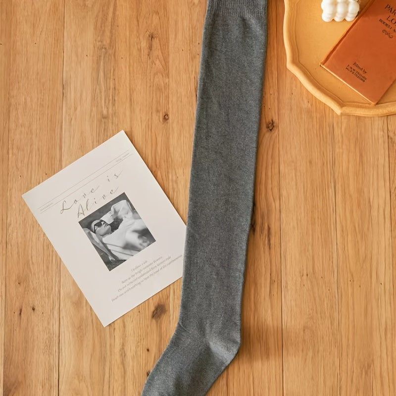 Solid Thigh High Socks Over The Knee Stockings Women's Hosiery
