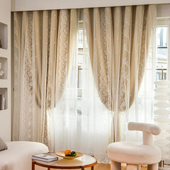 1pc Double Layer Blackout Curtains Bedroom Window Curtain with Hooks