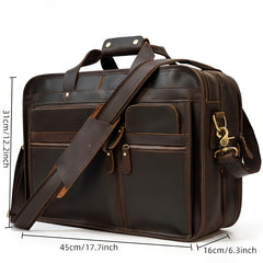 Men's Leather Briefcase Large Business Bag Dark Brown