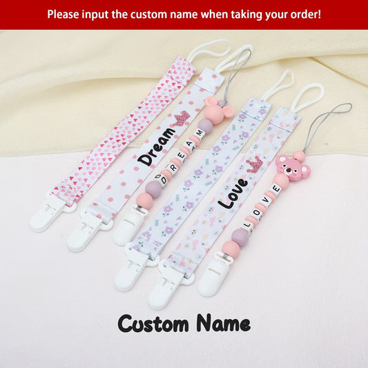 Customized Baby Dummy Clip Personalized Pacifier Leash Newborn Gift