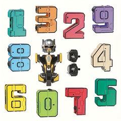Creative Transforming Robot Assembly Toy Set with Numbers 0-9