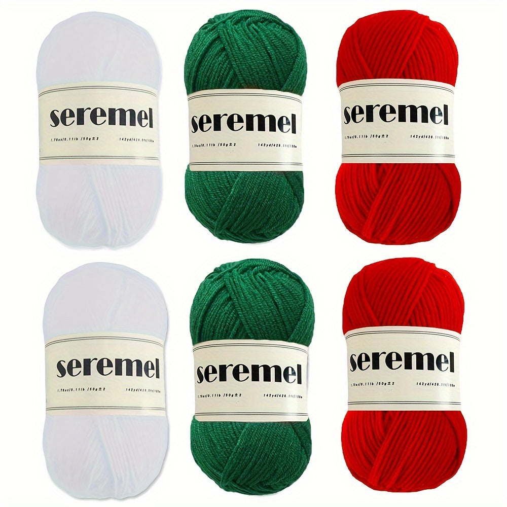 6pcs 4-ply 100% Acrylic Yarn Set for Crocheting & Knitting