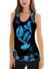  Butterfly Print Tank Top & Leggings Fitness Set