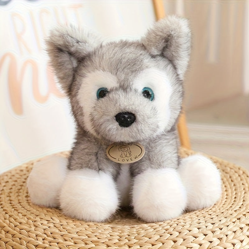 Husky Puppy Plush Dog Soft Toy with Expressive Eyes & Fluffy Coat