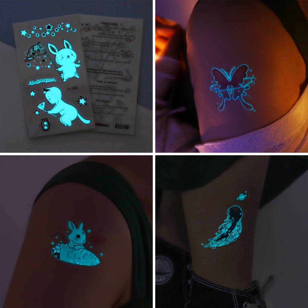 12 Sheets Luminous Tattoo Stickers for Nightclub Parties