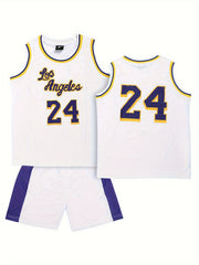 Youth Basketball Jersey Set 24 Print Breathable Boys