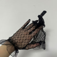 Net Tulle Lace Bridal Wedding Gloves