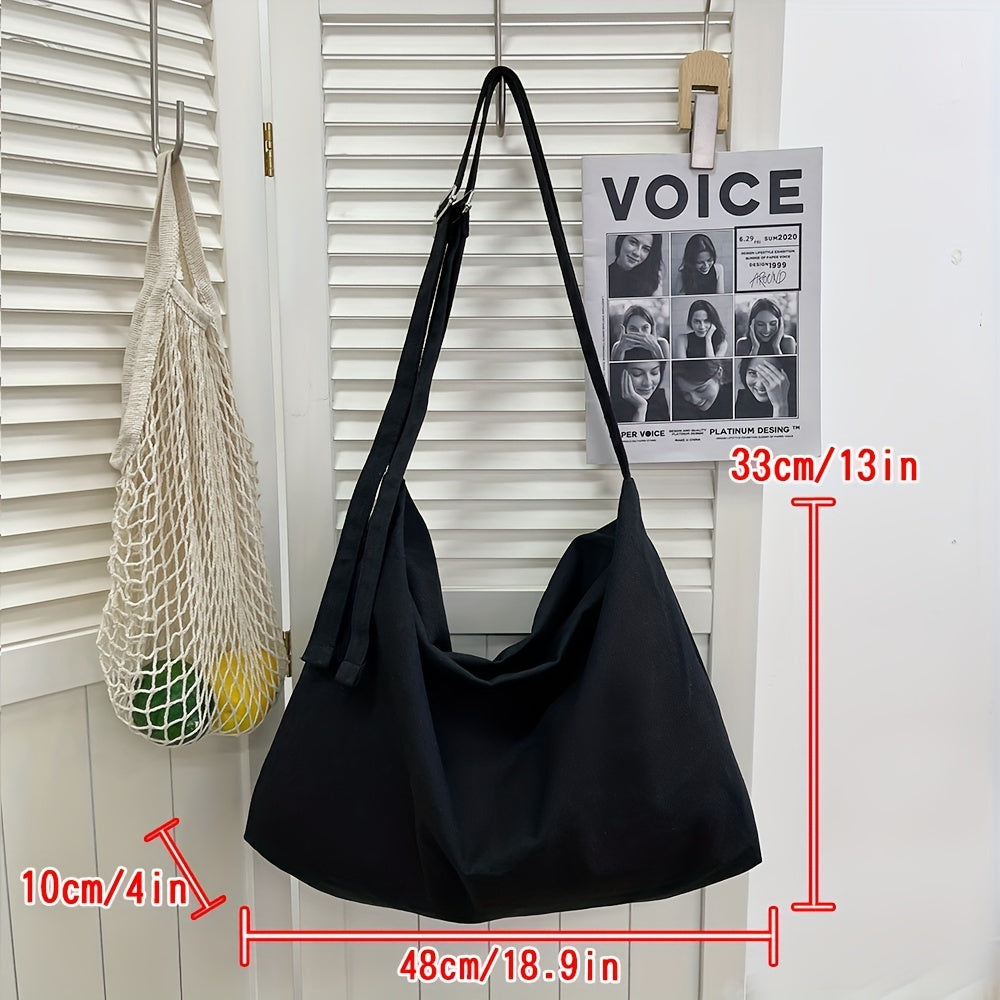 Large Capacity Hobo Shoulder Bag Solid Crossbody Bag