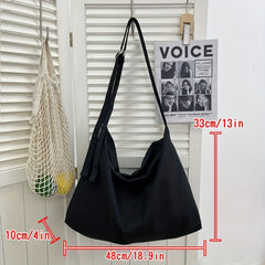 Large Capacity Hobo Shoulder Bag Solid Crossbody Bag