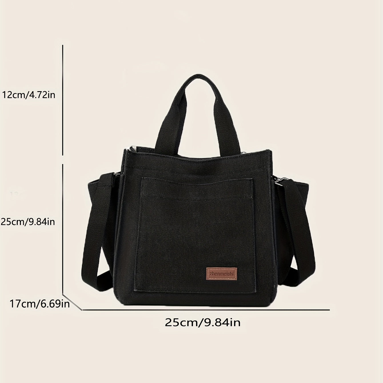 Letter Patch Canvas Crossbody Bag Women's Handbag