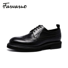 FARWARWO Men's Leather Wingtip Brogue Derby Shoes for Party Wedding