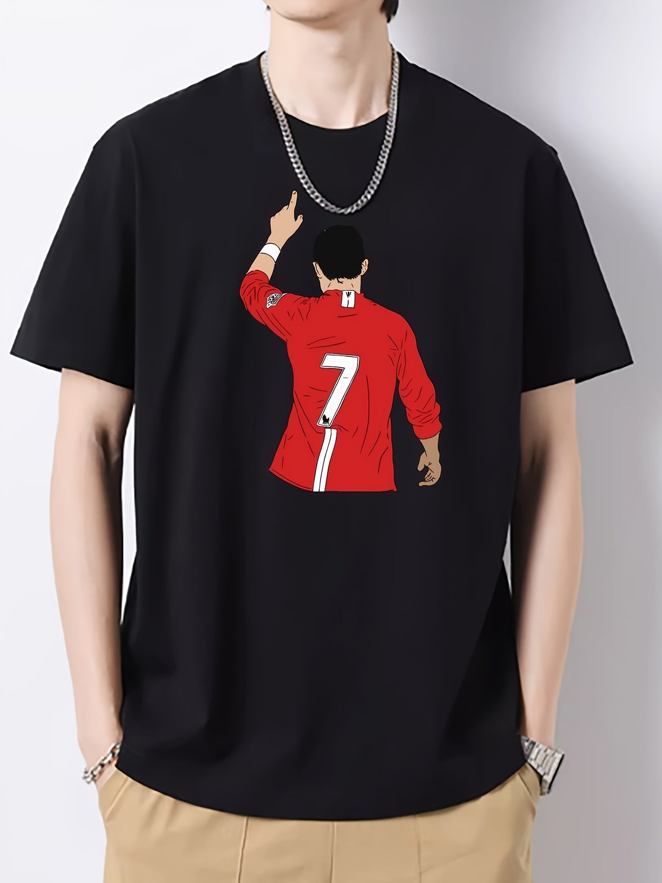 Creative Pattern Print Men's Graphic Cotton Crew Neck T-shirt