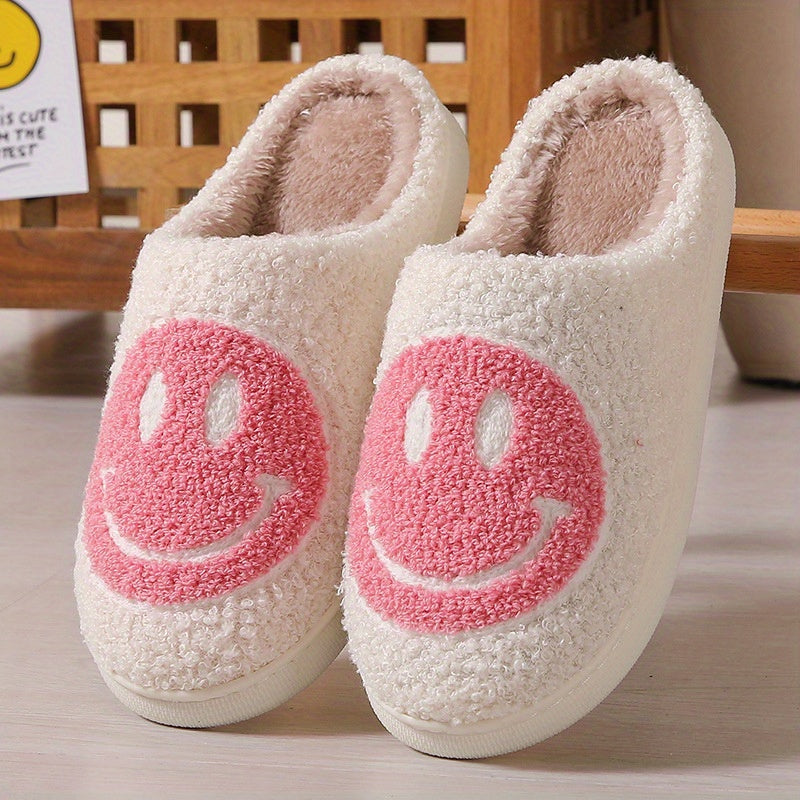 Women's Smiling Face Pattern Plush House Slippers
