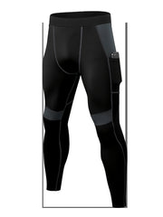 Men's High Stretch Tight Long Compression Pants With Side Pocket