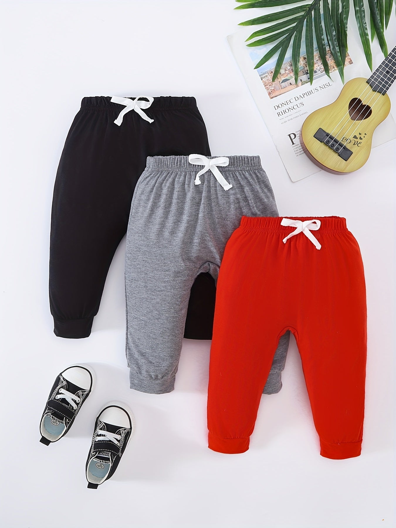 3pcs Baby Boys Casual Elastic Waist Sports Pants for Spring Autumn