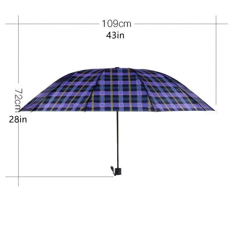 Travel Umbrella Windproof Rainproof Ten Bone Grid Large