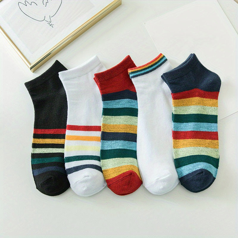 Rainbow Striped Socks Low Cut Sports Socks Women's Stockings