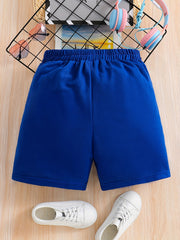Girl's Letter Print High Waist Track Shorts With Pocket