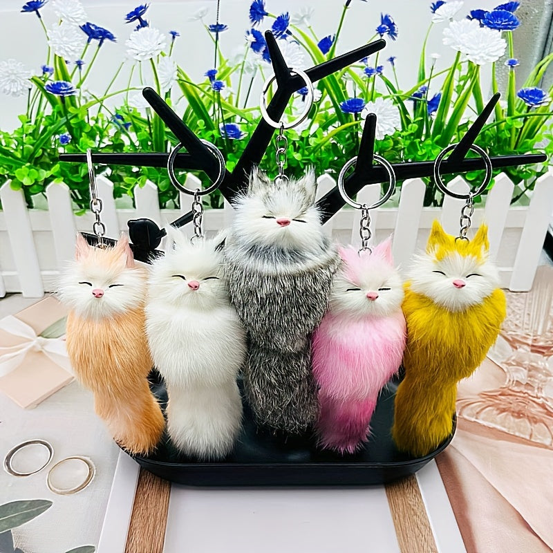 Cute Fox Pendant Keychain Plush Bag Charm Car Keychain