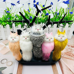 Cute Fox Pendant Keychain Plush Bag Charm Car Keychain