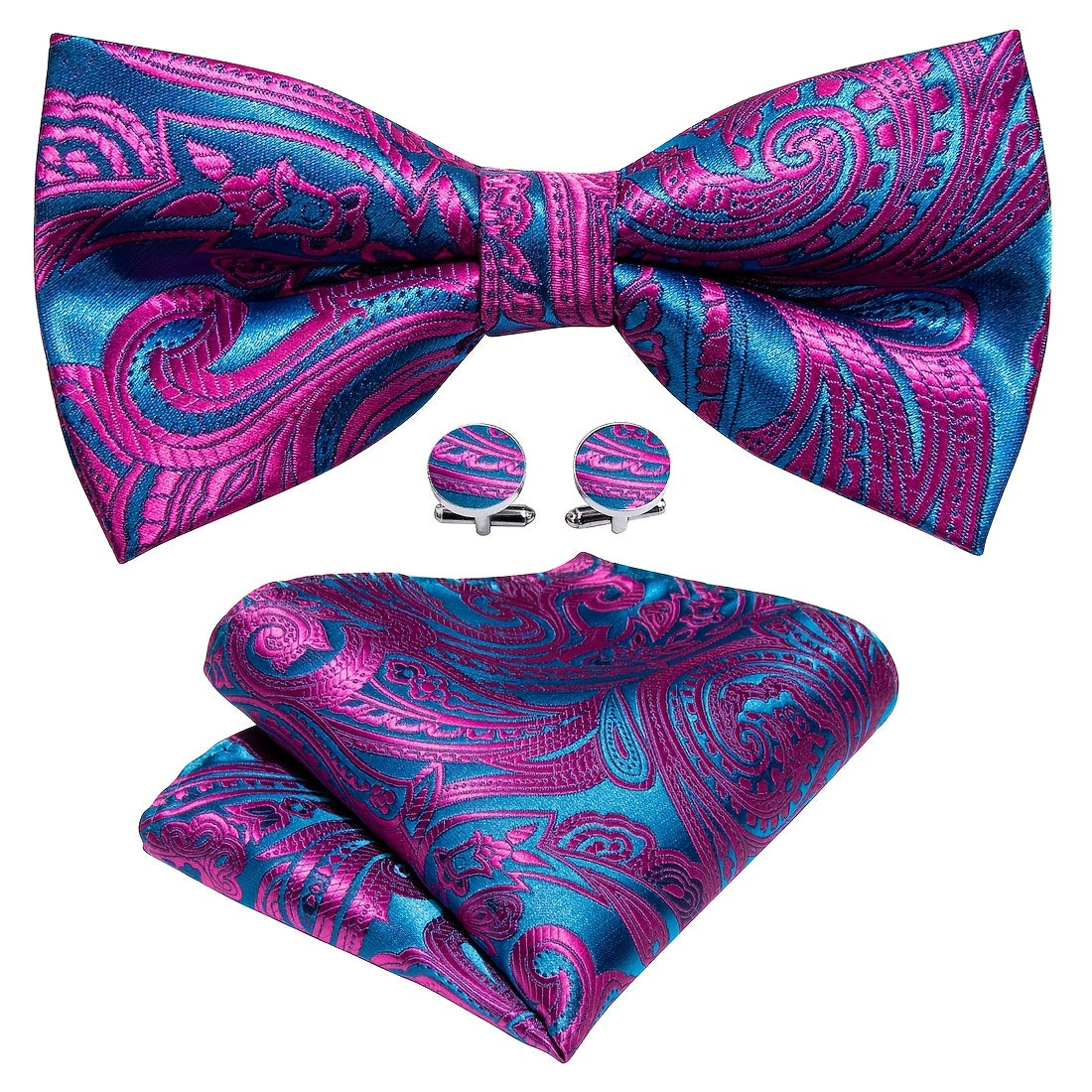 Barry Wang Purple Silk Bow Tie Set for Wedding